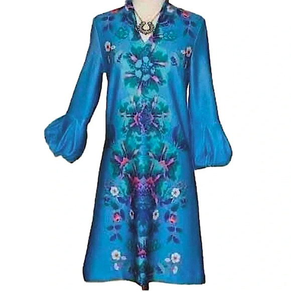 New York & Co A-Line 3/4 Bell Sleeve Scuba Material Dress - Picture 2 of 11